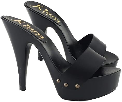 Kiara Shoes Black MATT Womans Clogs Heel 13 - K9502 Nero