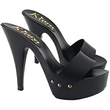 Kiara Shoes Black MATT Womans Clogs Heel 13 - K9502 Nero