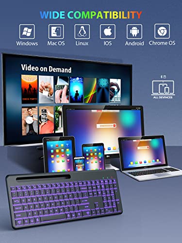 Sablute Wireless Keyboard With Bluetooth And 2.4Ghz Mode, Backlight, Phone Holder - Light Up Rechargeable Multi-Device Keyboard With Quiet Typing For Macbook, Pc, Laptop, Chromebook #TOP7