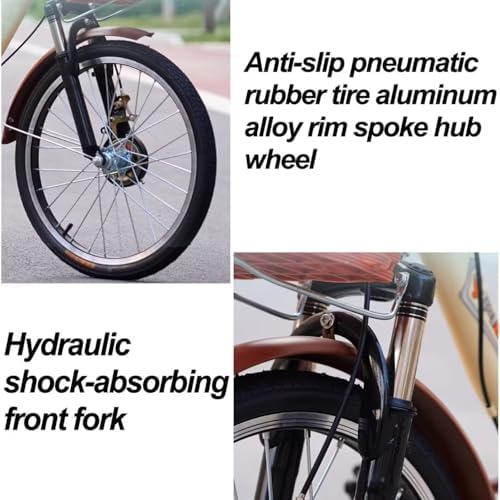 3-Wheel Cruiser Bike with Spoked Wheels, Rear Passenger Seat, Cargo Carrier, Dual Brakes, Folding Pedal Assist Trike for Men & Women, Front Suspension, Dual Chain Drive