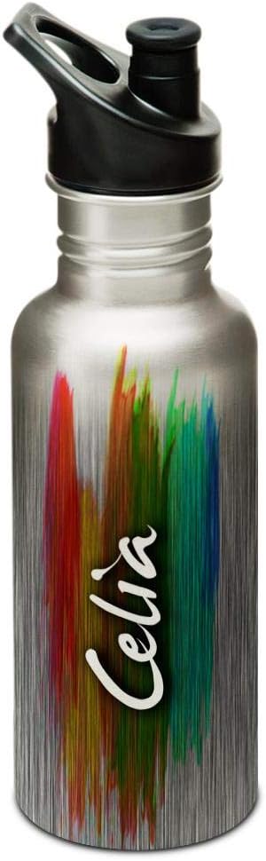 Hot Muggs® "Celia" Me PaintBrush Stainless Steel Sports Cap Water Bottle, 600ml