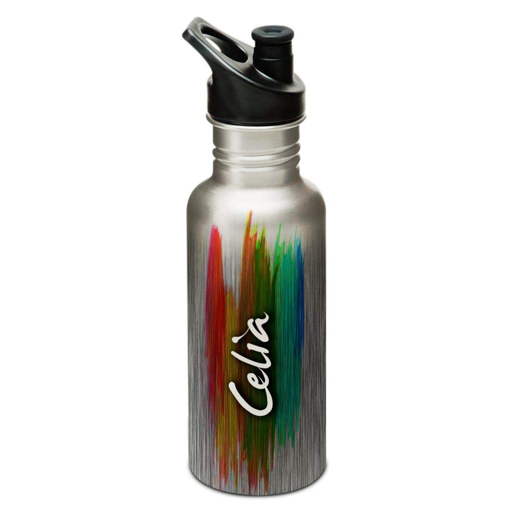 Hot Muggs® "Celia" Me PaintBrush Stainless Steel Sports Cap Water Bottle, 600ml
