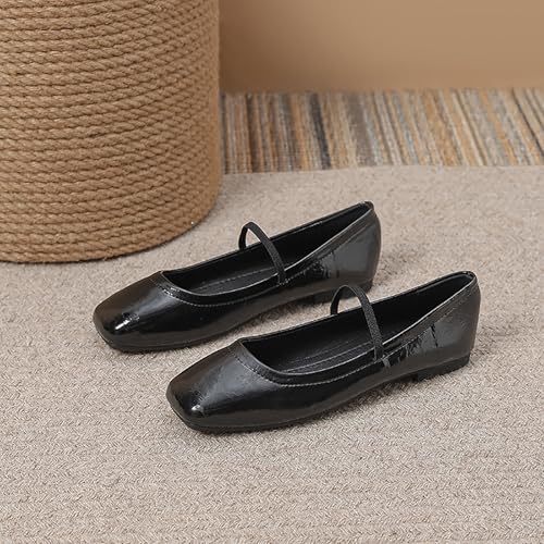 Ballerina Flats for Women Elastic Band Comfortable Walking Mary Jane Flats Square Toe Slip On Ballet Shoes3