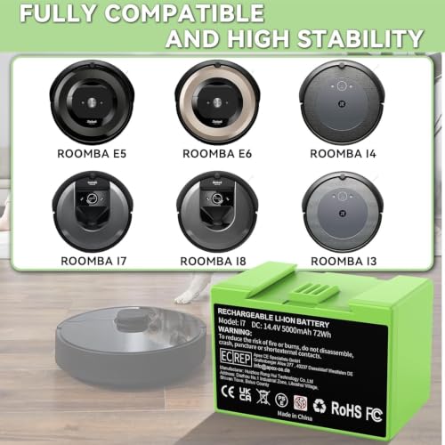 Image of POWTREE 5000mAh ABL-F 72Wh Replacement for iRobot Roomba i7 Battery Compatible with e and i Series 3159 i8 j7 j7+ 7158 7150 7550 7558 3150 i4 i4+ 4150 i8 e6 e5150 e6198 Vacuum Cleaner