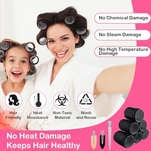 48 Piezas Rulos de Pelo Rizador sin Calor Rulos Pelo Grandes Rizador Autoadhesivo con Clips 4 Rizadores de Diferentes Tamaños 60mm 48mm 36mm 25mm Para Peluquería Bricolaje y Peluquería - imagen 6