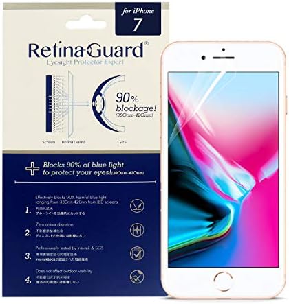 RetinaGuard Anti Blue Light Screen Protector for iPhone 7 (4.7 Inch), SGS and Intertek Tested, Blocks Excessive Harmful Blue Light, Reduce Eye Fatigue