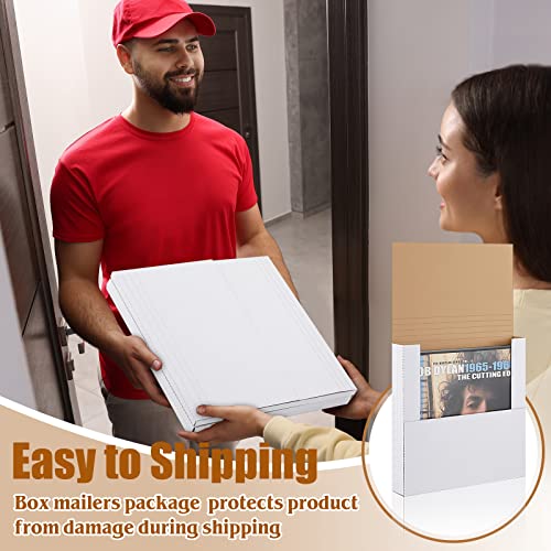50 Pieces White Vinyl Record Mailers 12.5" X 12.5" Vinyl Records Shipping Boxes Easy Fold Lp Cardboard Mailing Boxes Multi Depth Album Mailers For Packaging Moving Storage (2 Inch) #TOP5