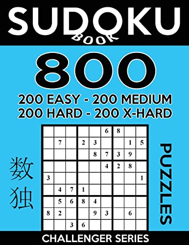 Sudoku Book 800 Puzzles, 200 Easy, 200 Medium, 200 Hard and 200 Extra Hard: Sudoku Puzzle Book With Four Levels of Difficulty To Improve Your Game (Sudoku Book Challenger Series)