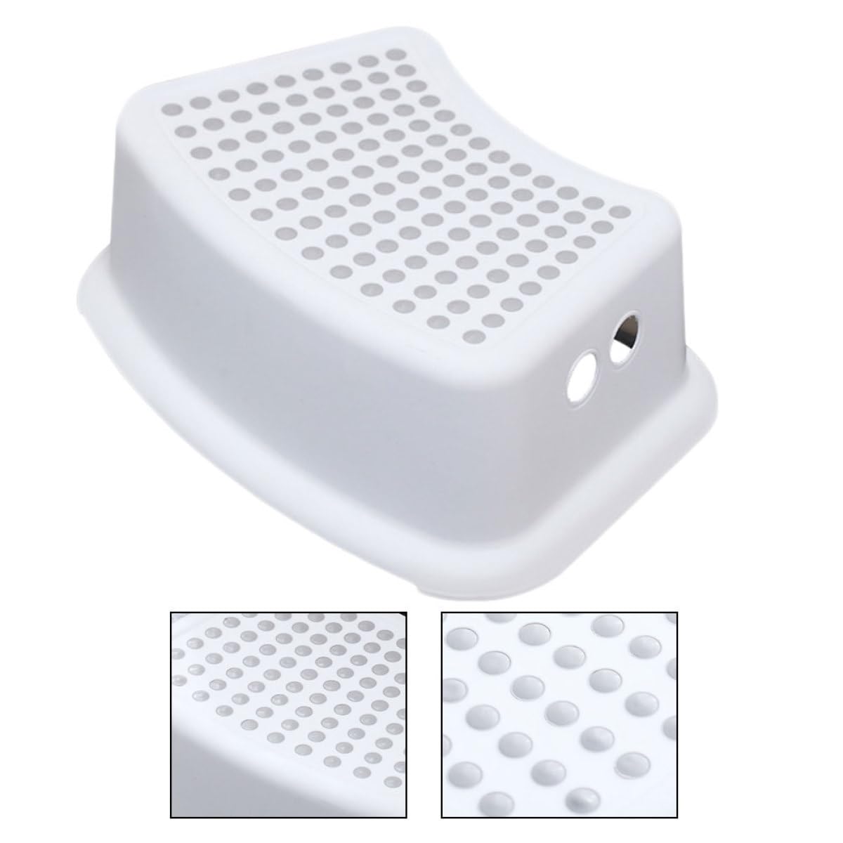 Sgabello Ragazzo Ragazza Antiscivolo in Plastica, Leggero e Portatile, per Bagno e Toilette, Struttura Rettangolare Robusta, Bianco per Ragazzo Ragazza