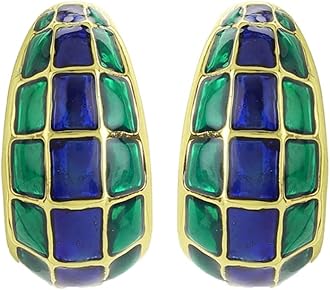 24 Kt Gold Plated Green and gold plates box trendy design studs for women