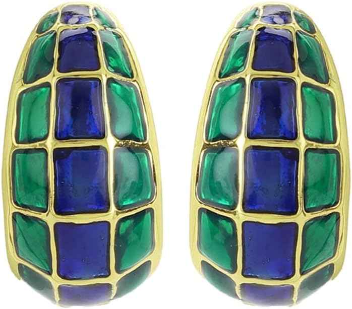 Estele 24 Kt Gold Plated Green and gold plates box trendy design studs for women