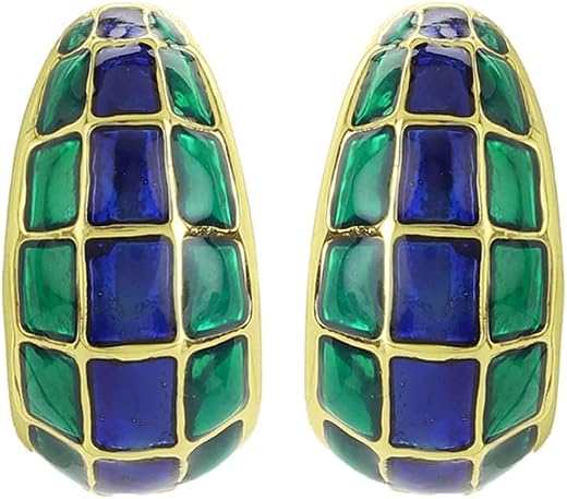Estele 24 Kt Gold Plated Green and gold plates box trendy design studs for women