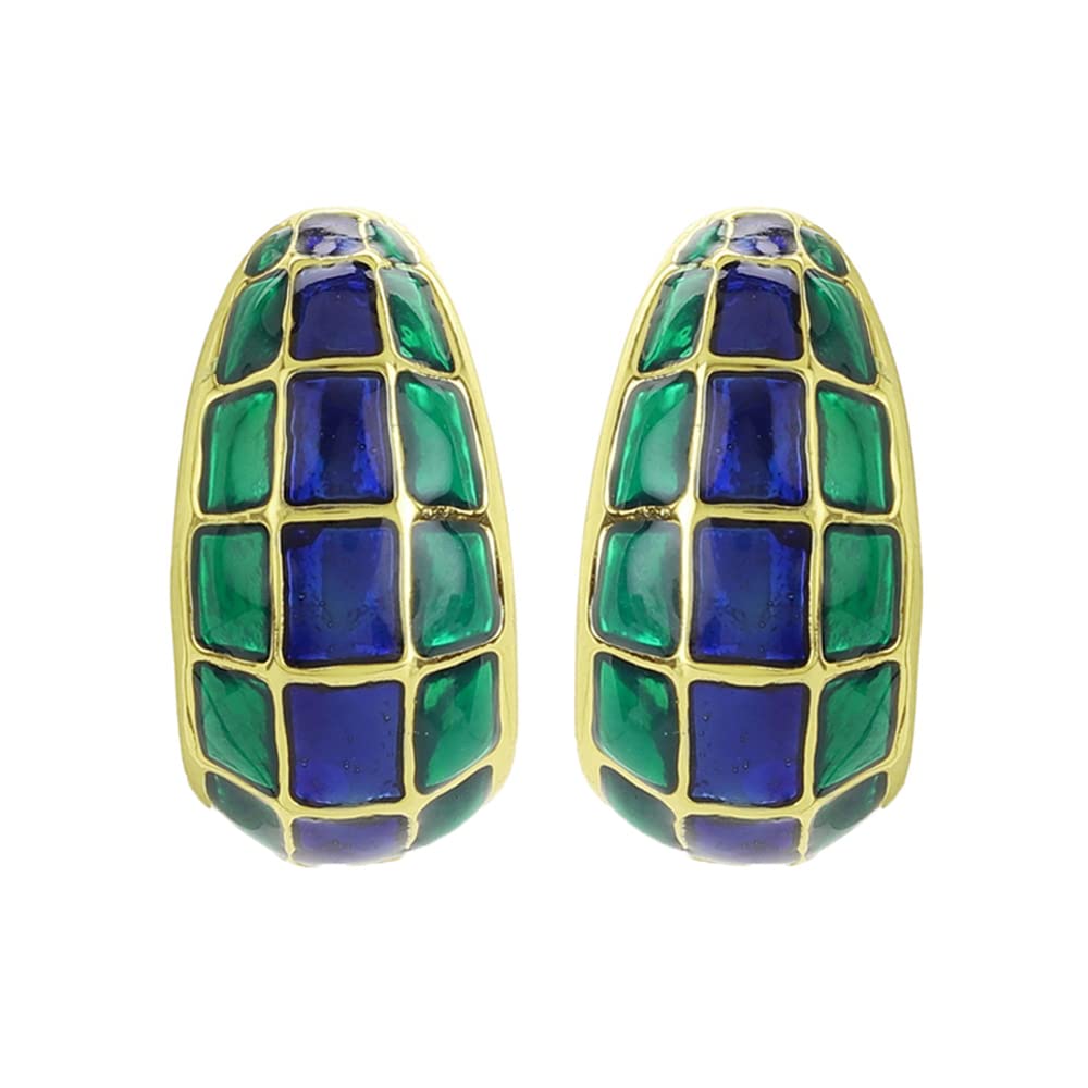 24 Kt Gold Plated Green and gold plates box trendy design studs for women