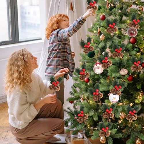 Lot de 20 pics de Noël avec pommes de pin artificielles et verdure durable - 5