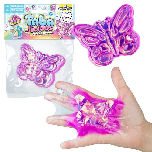 ORB Tabalicious Holographic TABA Squishy Butterfly Toy - Cute, Sticky Butterfly TABA Squishies with Holographic Surface - Fun Squishy Stress Ball Toys - Kawaii Sensory Fidget Toys for Kids and Adults