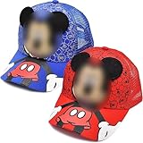 Tomicy Kinder Baseballmütze, 2 Stück Verstellbar Baseballmütze Baumwolle Mesh Kindermützen, Kinder Stickerei Drucken Sonnenhut Shade Hat für Jungen Mädchen (Rot und Blau)