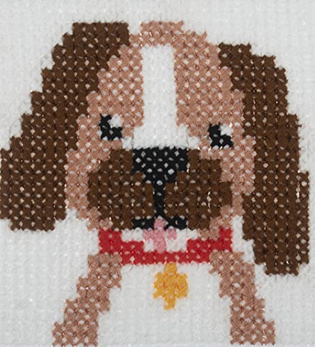 Trimits Kit De Punto De Cruz Para Niños Para Aprender A Cruzar, Instrucciones De Hilo De Aguja De Lona Incluidas, 15 X 15 Cm, Perro