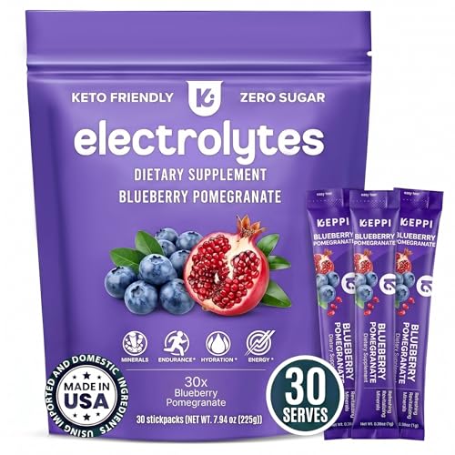 Keppi Electrolytes Powder Packets – Blueberry Pomegranate 30 Servings –
