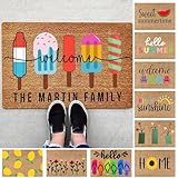 Summer Doormat Welcome Doormat Ice Cream Door Mat Summer Floor Mat Non-Slip Indoor Outdoor Mat Home Decor for Front Door Outdoor Welcome Home Porch Rugs Entryway, 18'x28'