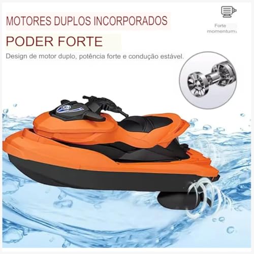 Kit 2 Motos Aquáticas de Controle Remoto, Jet Skis, Brinquedos para Piscinas e Lagos, Lanchas Rápida