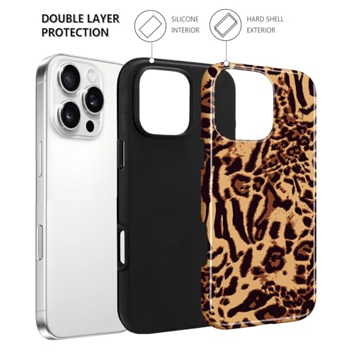 Image of Magnetic for iPhone 16 Pro Max Case for Women Men, Brown Leopard | Cute Cheetah Pattern Design [Compatible with MagSafe] 2-Layer Hybrid Shockproof Glossy Protective Cover
