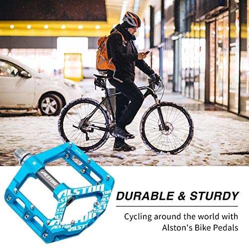 Alston Non-Slip Mountain Bike Pedals,Ultra Strong Colorful Cr-Mo Cnc Machined 9/16" 3 Sealed Bearings For Road Bmx Mtb Fixie Bikes #TOP5