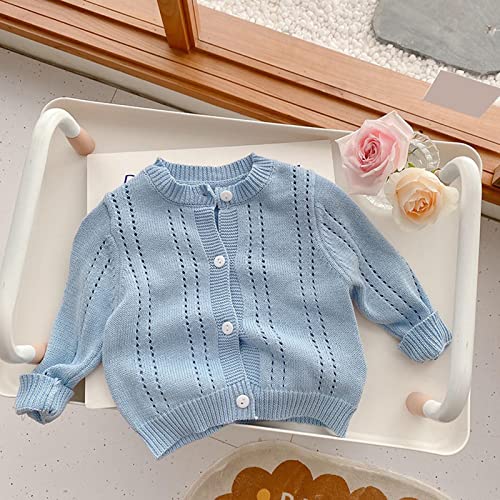 AnFeng Boys Sweater Kids Toddler Babys Girls Boys Spring Winter Solid Knit Sweater Cardigan Long Sleeve (Light Blue, 1-2 Years)2