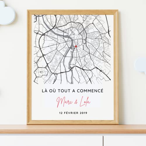 Le temps des paillettes Affiche couple personnalisée avec lieu de rencontre - Affiche carte GPS pour couple – vue 4