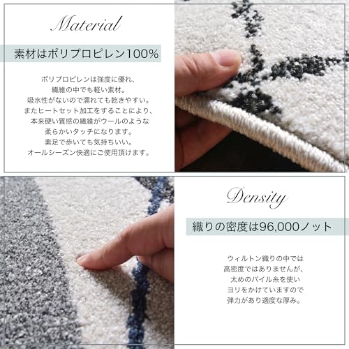 ＲＵＧＳ‐ＦＡＣＴＯＲＹ 玄関マット 室内 ウィルトン織り ペトロ ノルディック アイボリー 50 x 80 cm 長方形 [2]