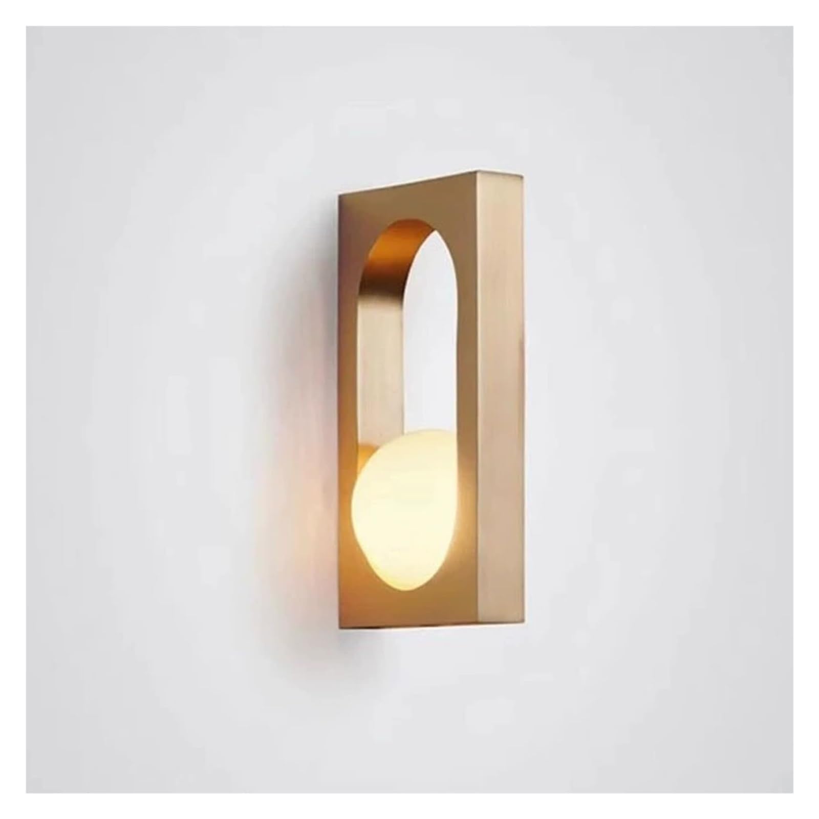 TONFON Gold Bedside Wall Lamp Rectangular Metal Wall Sconce with Glass Globe Shade, Mini Modern Minimalist Wall Mounted Lamp for Bedroom Bedside Living Room Study Room Corridor Entryway Restaurant