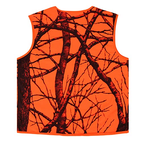 Blaze Orange Camo Hunting Vest, Lightweight, Zipper Closure2