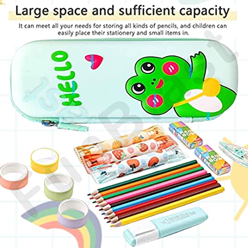 Image of FunBlast Eva Pencil Pouch For Kids,Multi-Purpose Zipper Pencil Case,Pencil Box For Boys,Pen & Pencil Pouch Bag,Stationery Organizer For Kids,3D Hardtop Canvas Pencil Case Hello Frog (Multicolor)