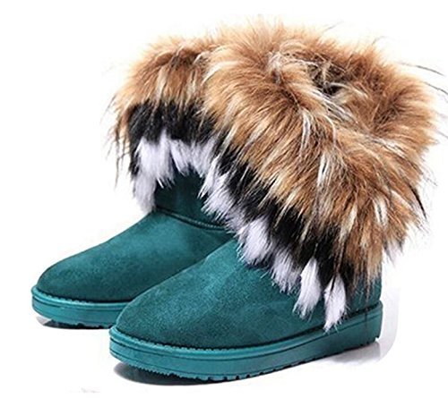 Women Winter Warm high Long Snow Ankle Boots Faux Fox Rabbit Fur Tassel Shoes - Thumbnail 5