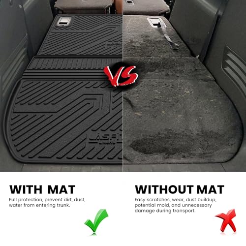 Image of LASFIT Trunk Mat with Backrest Mat for Chevrolet Chevy Traverse 2009-2017 | Buick Enclave 2008-2017, All Weather TPE Custom Fit Cargo Mat Trunk Liner with Backrest Mat, Black