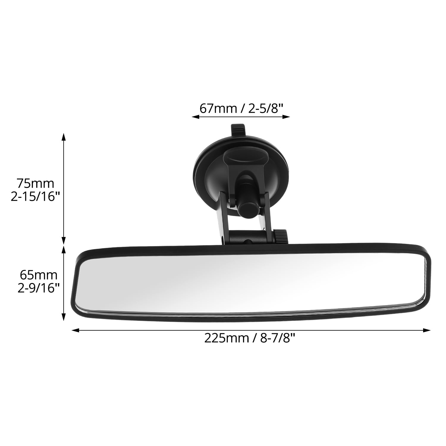 QWORK® Uniwersalne lusterko wewnętrzne do samochodu, 245 x 70 mm, z przyssawką, obrót o 360°, lusterko wsteczne do samochodów, SUV-ów, CRV, vanów, samochodów ciężarowych