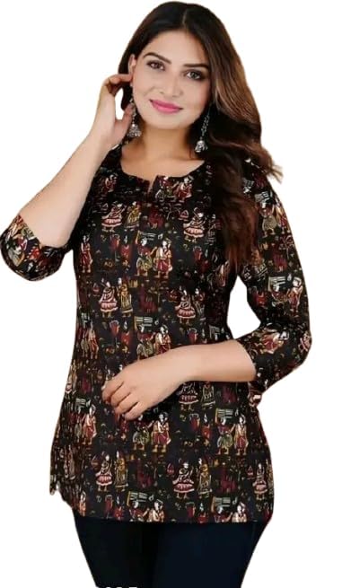 Image of SIROTA Rayon Short Top for Women | Tunic for Jeans | Western Short Kurti | Stylish Straight Ladies Kurta | Ethnic Kurta for Girls