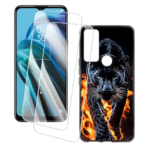 OAGELIM 2�Z�b�g �X�N���[���v���e�N�^�[ + �P�[�X TCL 30 XE 5G (6.52 �C���`) �Ƃ̌݊������� �A�[�e�B�X�e�B�b�N�J�X�^���v�����g�J�o�[�Ƌ����K���X�t�B���� �X�N���b�`�h�~ (�`�[�^�[)