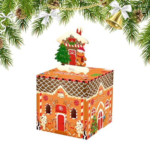 Salvadanaio natalizio – Dispenser estraibile con design casa di pan di riutilizzabile scatola regalo di carta | Regali creativi per contanti e biglietti di Natale per scambi di vacanze