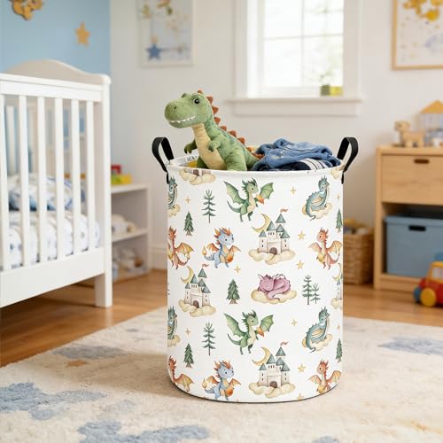 Image of Dragon Fabric Storage Bin Nursery Organizer Basket