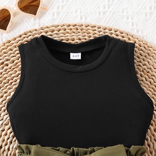 Image of Toddler Girl Summer 2-Piece Solid Color Vest + Casual Shorts Set