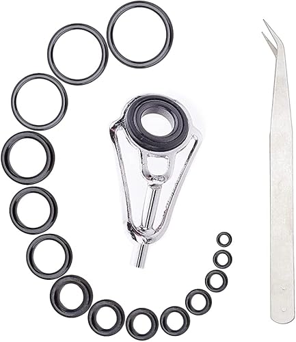 SUPERFINDINGS Juego de 60 anillos de guía de cerámica para caña de pescar, kit de guía de caña de pescar, kit de reemplazo de ojos de caña de pescar