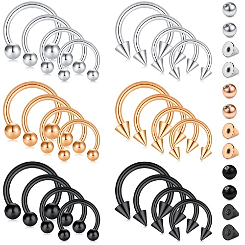 D.bella 14G Variety Of Sizes Horseshoe Rings Surgical Steel Nose Septum Horseshoe Hoop Earring Eyebrow Tragus Lip Rings Daith Helix Piercing Jewelry For Women Men #TOP7