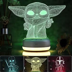 3D Star Wars Night Light for Kids – 3 Patterns & 16 Color Change Decor Lamp with Timer, Remote Control & Touch – Baby…