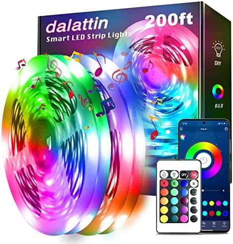 dalattin Led Lights for Bedroom 200ft, Smart Led Strip Lights with App Control Remote, 5050 RGB LED Light Strips, 24V Led Strip Lights for Room Decoration Party(2 Rolls of 100ft)