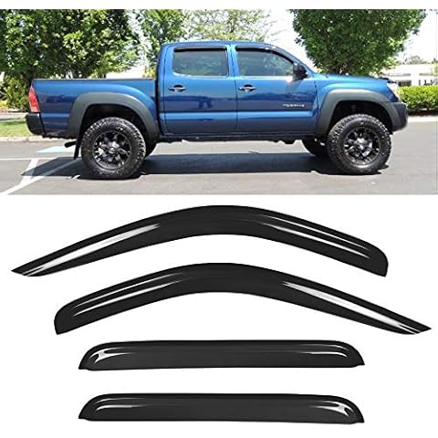 VIOJI 4pcs Smoke Tint Out-Channel ReinCompatible withced Acrylic Sun Rain Guard Vent Shade Window Visors Compatible with 05-15 Toyota Tacoma Double Crew Cab with Four Full Size Doors Cover