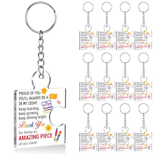 12 Pcs Gifts for Students from Teachers Bulk Star Keychain,