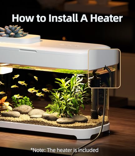 Image of Smart Fish Tank Aquarium 3 Gallon with Heater, Temperature Monitor, 3 Stage Filtration, 8 Color Lighting, Aquarium Siphon, Small Betta Tank Kit, Acrylic