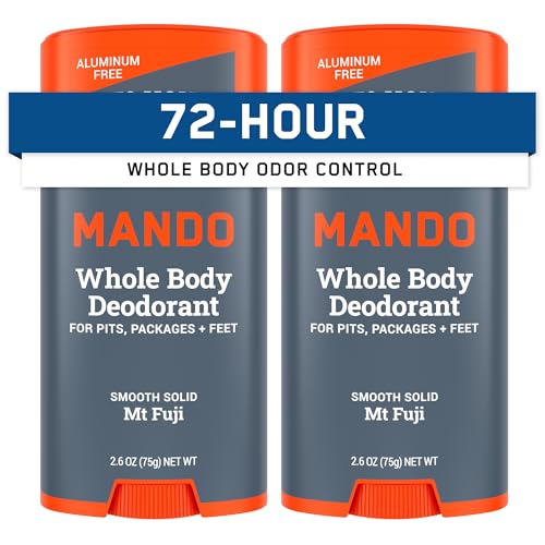 Mando Whole Body Deodorant For Men - Smooth Solid Stick - 72 Hour Odor Control - Aluminum Free,...