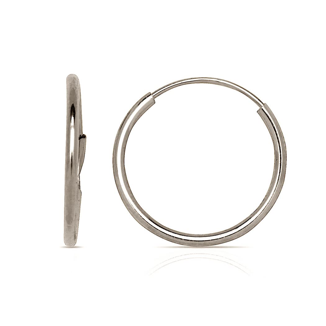 Jewelryweb Kreolen aus massivem 14-karätigem Gold, 1 mm, nahtlos, endlos, 10 mm, 27 mm (gelb oder weiß) – Kreolen für Damen, Einheitsgröße, Metall Weißgold Goldfarben Metall Weißgold, Kein Edelstein