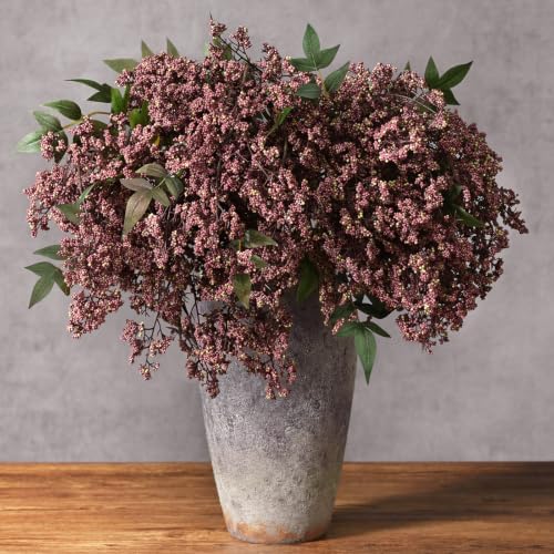 43In Faux Berry Stems Artificial Nandina Branches Fall Decor Dusty Plum